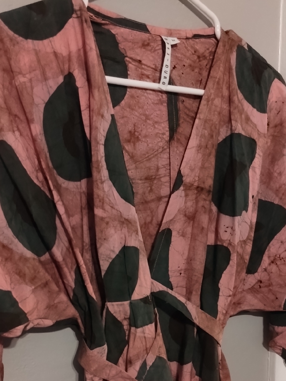 Osei Duro Hand Batiked Letsa Wrap Dress NWOT M Made In Africa - Picture 2 of 9